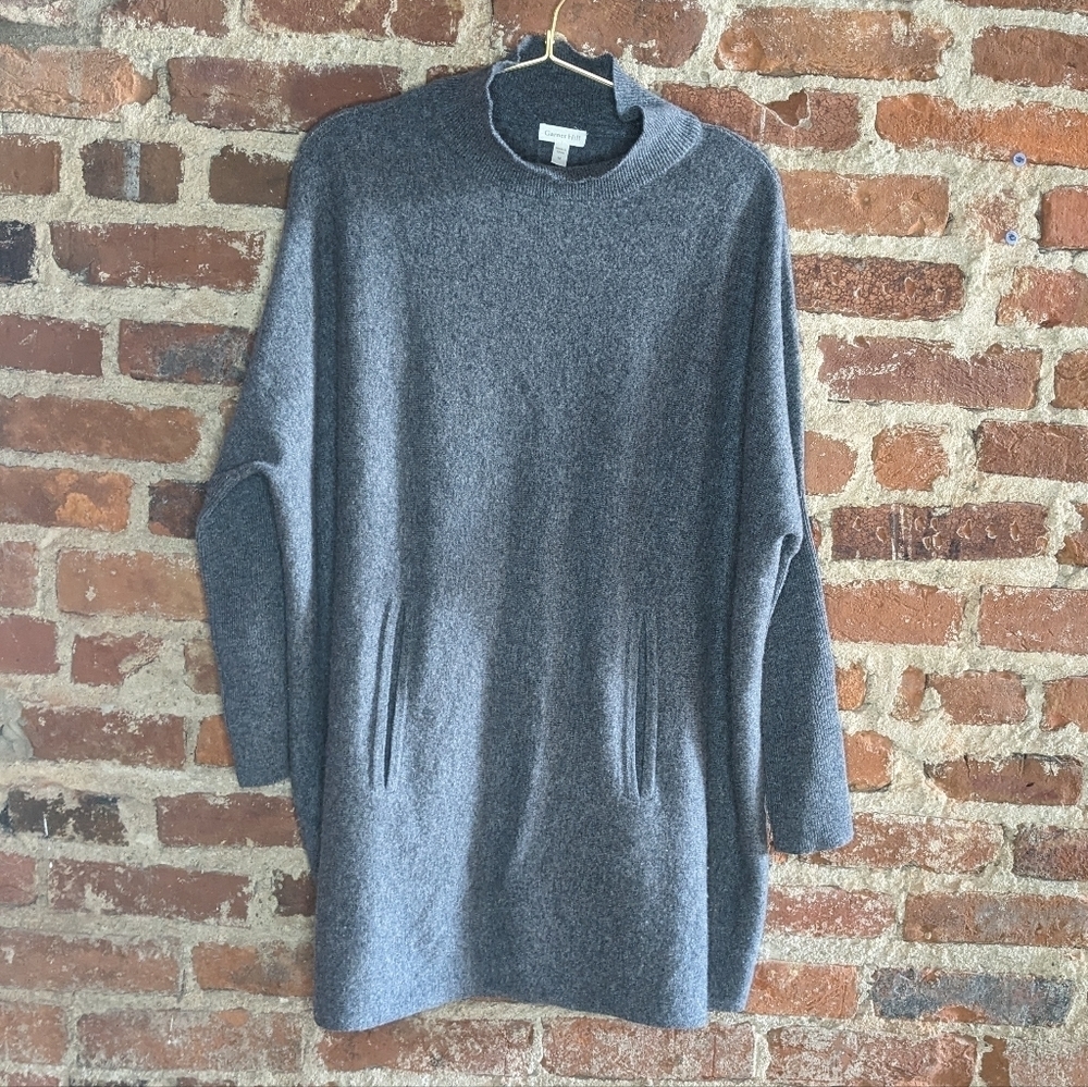 Garnet Hill Medium Gray Wool & Cashmere‎ Pullover Sweater w/ Kangaroo Pocket